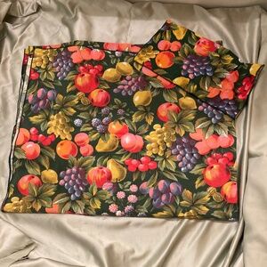 Tablecloth Beautiful Colorful Fruit on Pine Green Feels Like Cotton 57x96 w/1nap